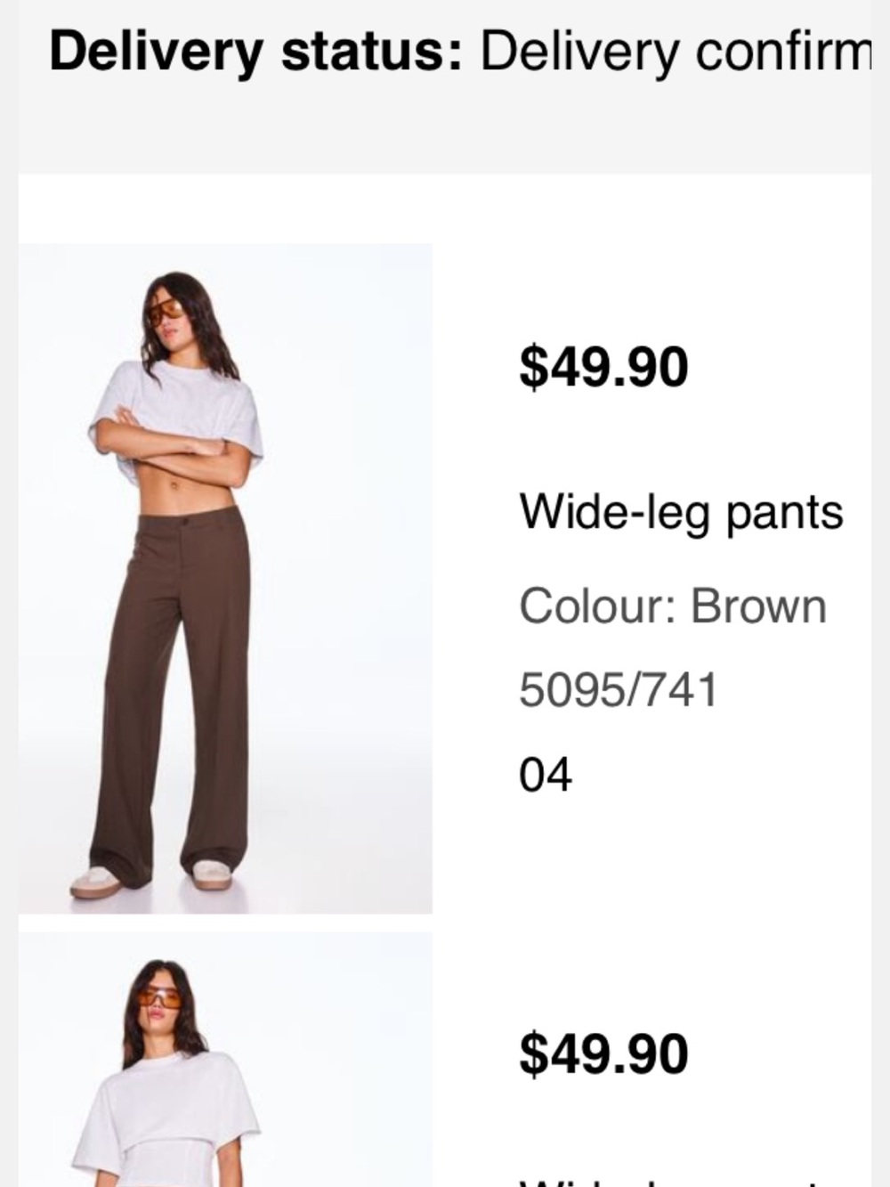 Bershka Wide-Leg Trousers Size 4 Brown